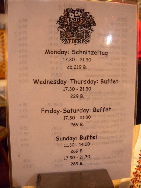 Buffet menu every day Auf der Au