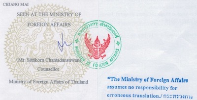 Legalizing Thai documents in steps