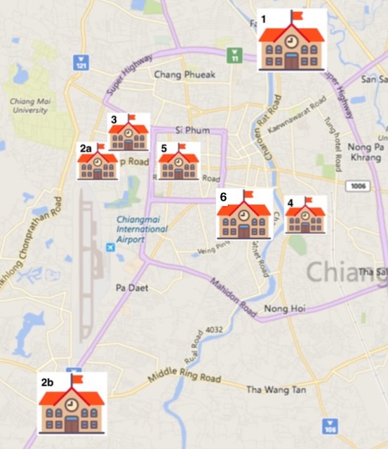 Map of most attractive ED visa programs in Chiang Mai