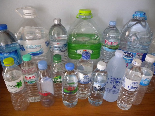 A selection of various kind of bottled water in Thailand